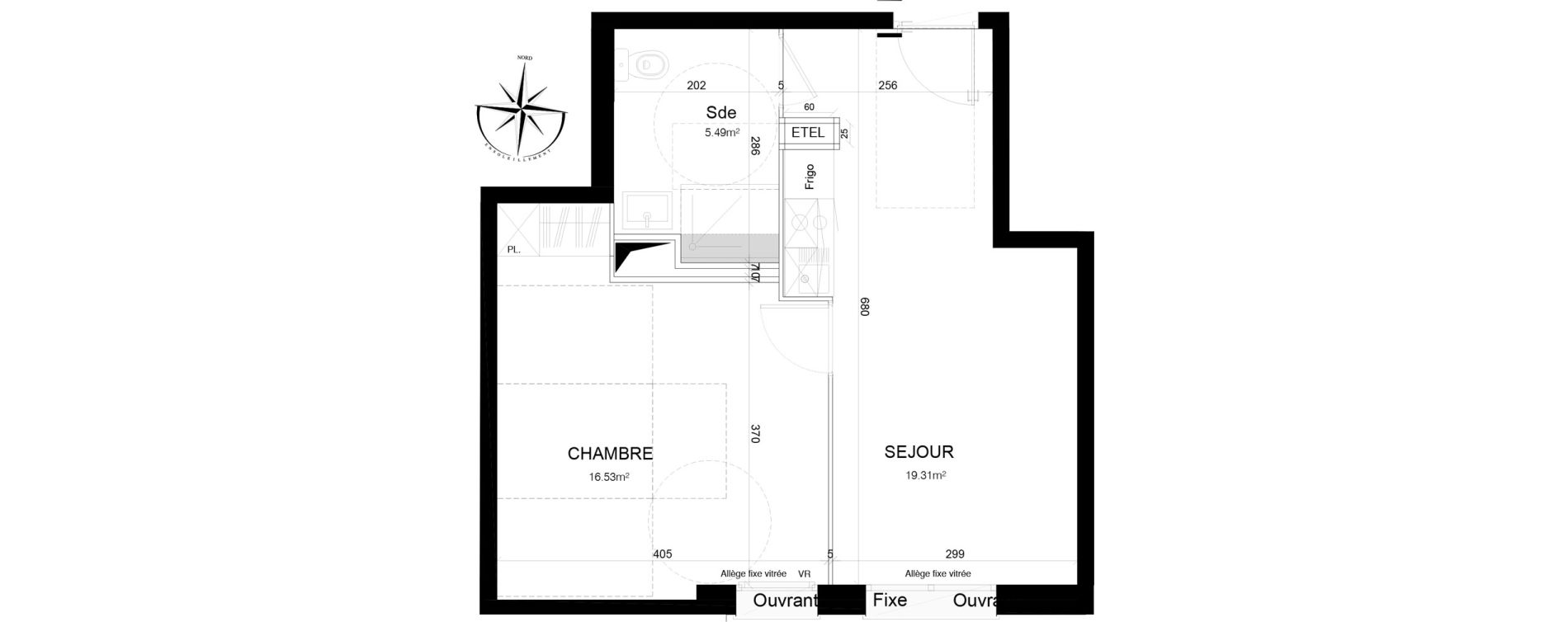 Appartement T2 de 41,33 m2 &agrave; Loos Eurasant&eacute;