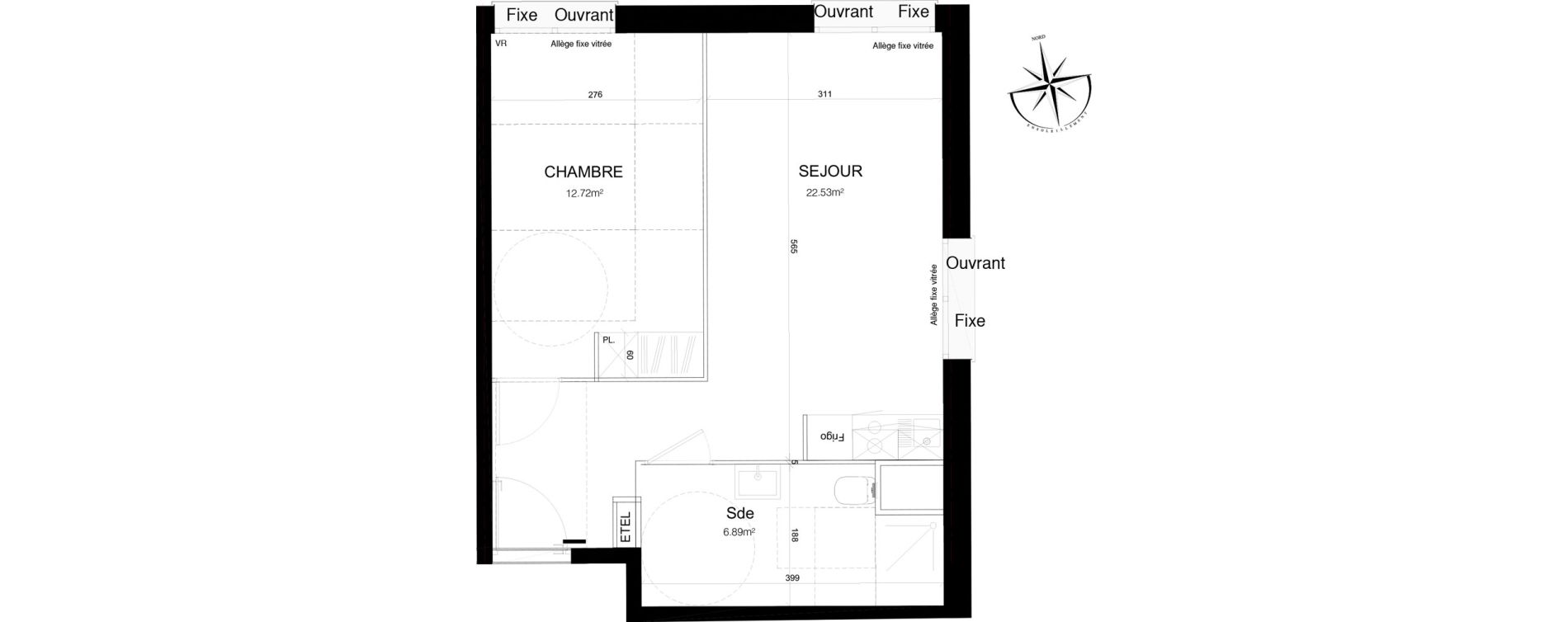 Appartement T2 de 42,14 m2 &agrave; Loos Eurasant&eacute;