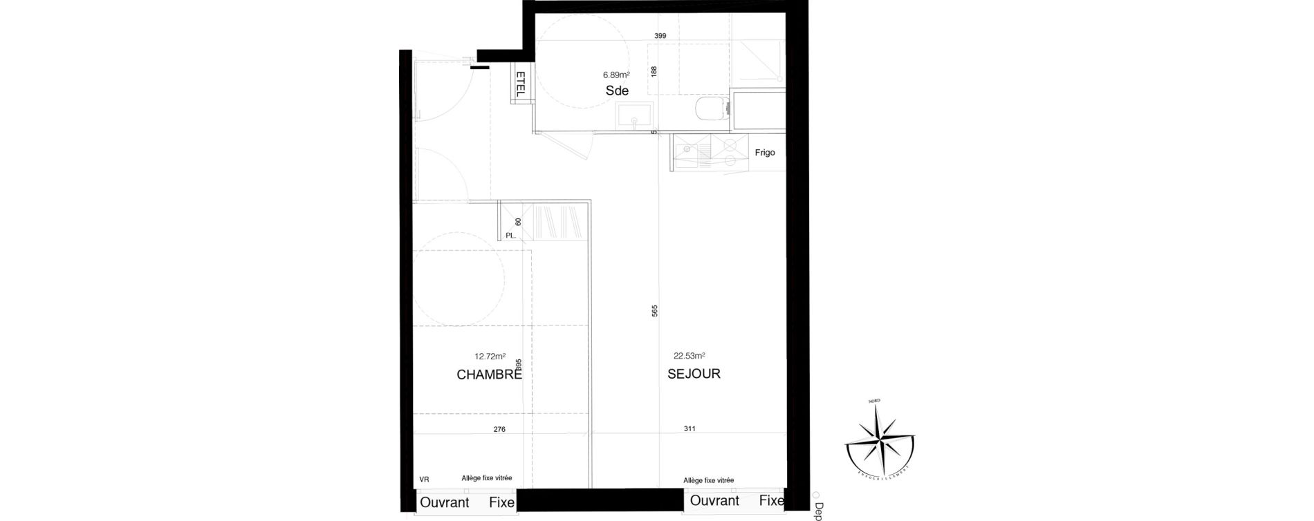 Appartement T2 de 42,14 m2 &agrave; Loos Eurasant&eacute;