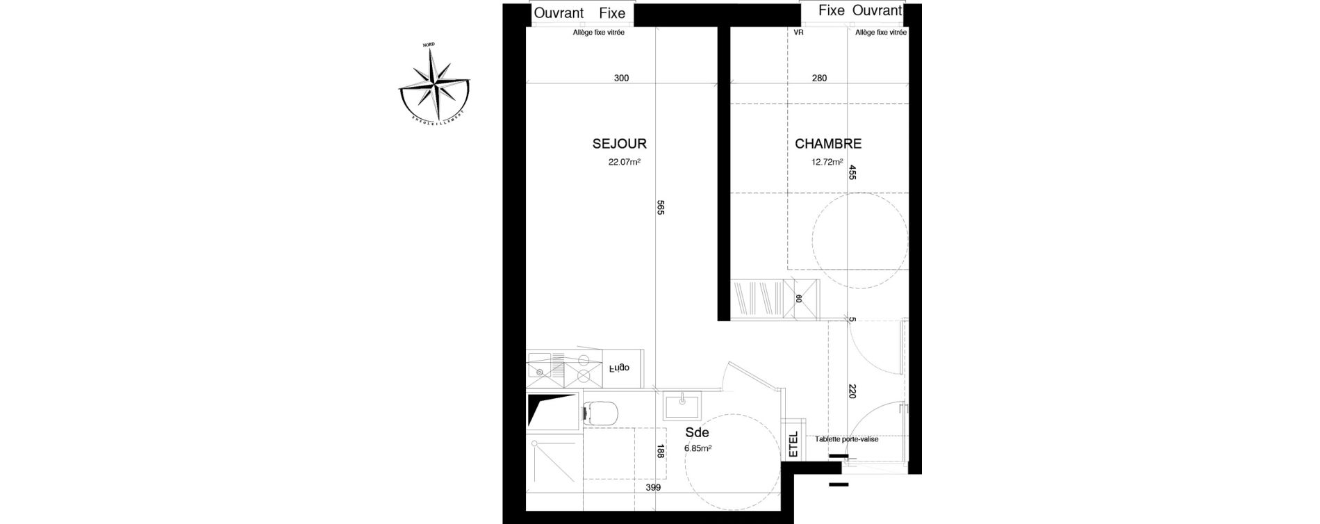 Appartement T2 de 41,64 m2 &agrave; Loos Eurasant&eacute;