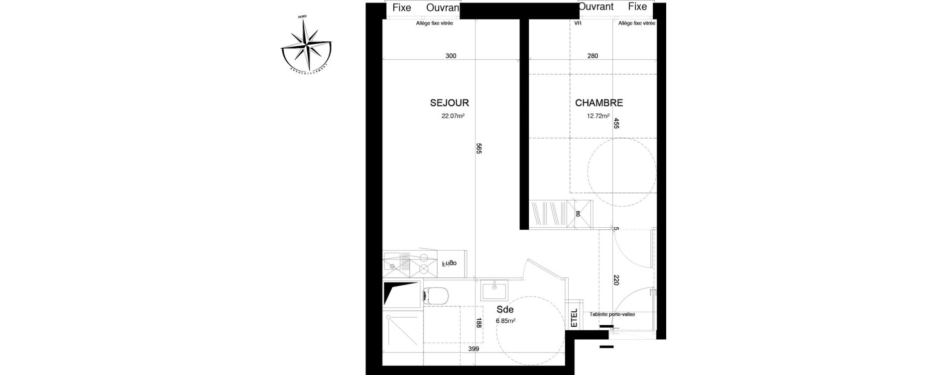 Appartement T2 de 41,64 m2 &agrave; Loos Eurasant&eacute;