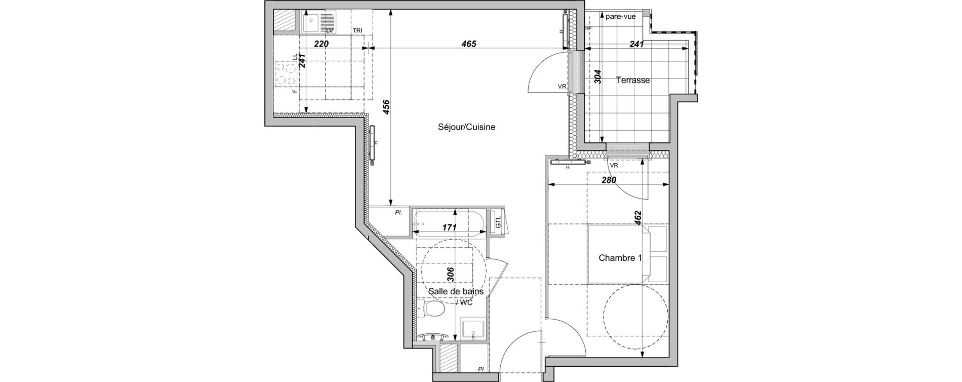 Appartement T2 de 49,71 m2 &agrave; Loos Parc longchamp