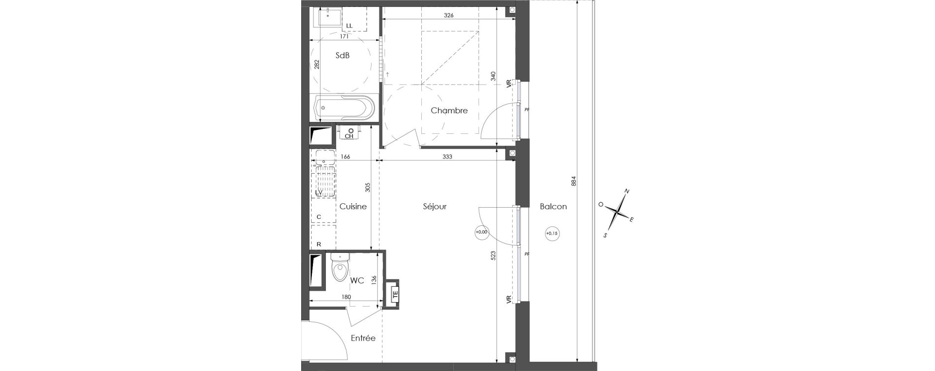 Appartement T2 de 41,72 m2 &agrave; Lys-Lez-Lannoy Centre