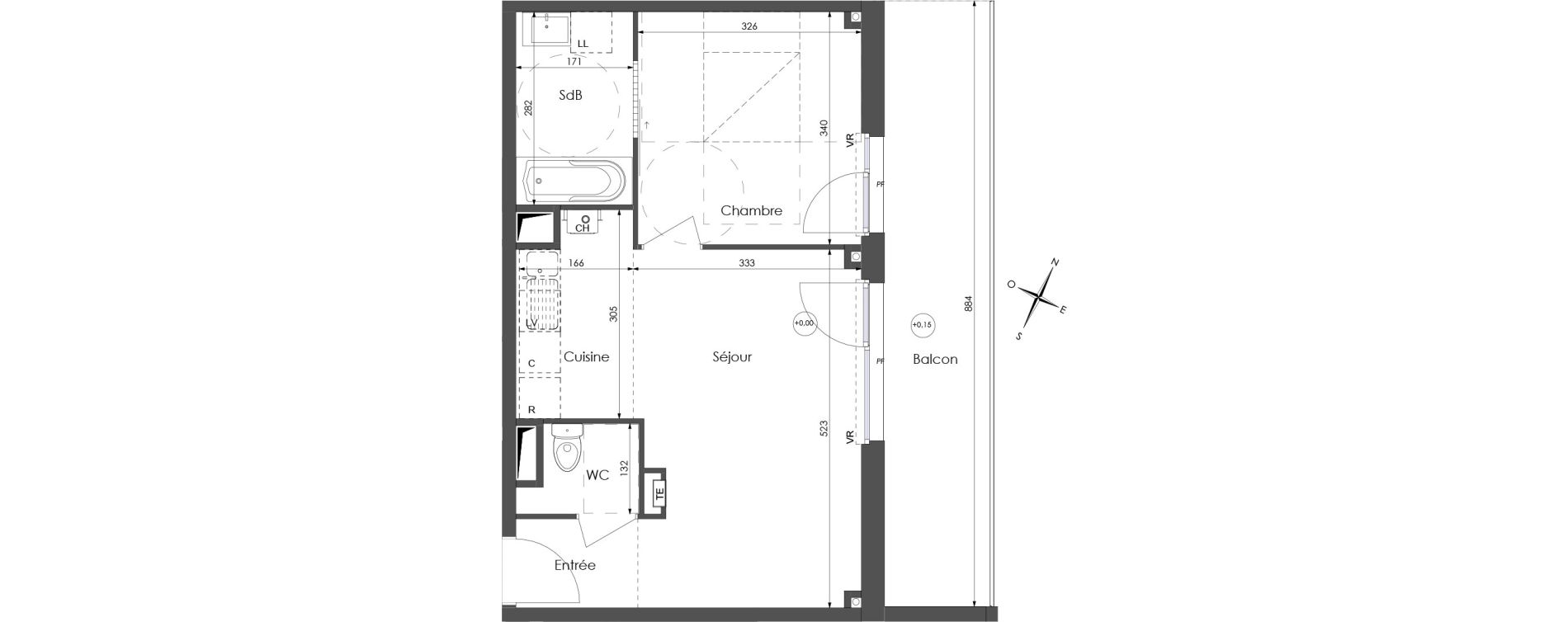 Appartement T2 de 41,72 m2 &agrave; Lys-Lez-Lannoy Centre