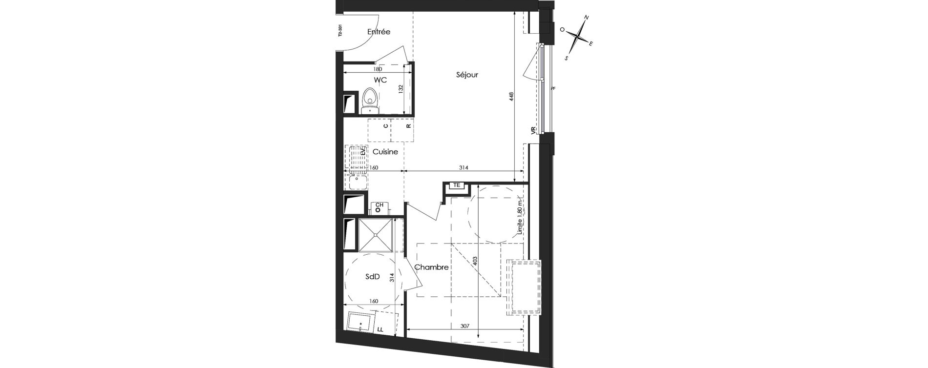 Appartement T2 de 39,67 m2 &agrave; Lys-Lez-Lannoy Centre