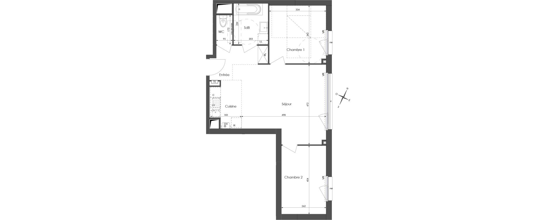 Appartement T3 de 59,67 m2 &agrave; Lys-Lez-Lannoy Centre