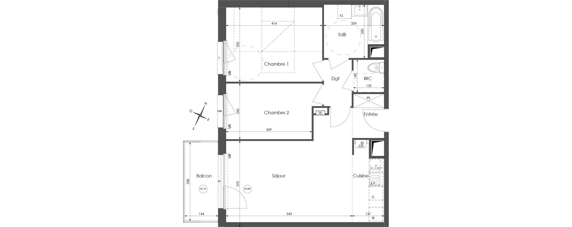 Appartement T3 de 60,38 m2 &agrave; Lys-Lez-Lannoy Centre