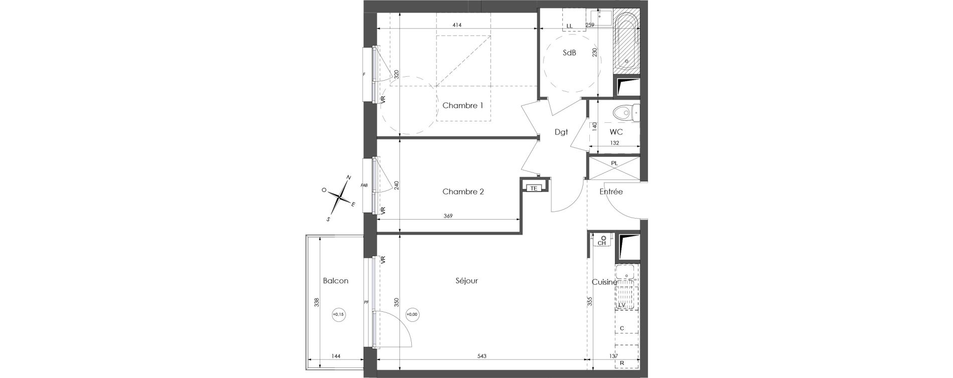 Appartement T3 de 60,38 m2 &agrave; Lys-Lez-Lannoy Centre