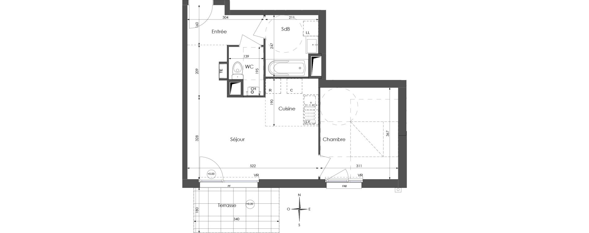 Appartement T2 de 44,55 m2 &agrave; Lys-Lez-Lannoy Centre