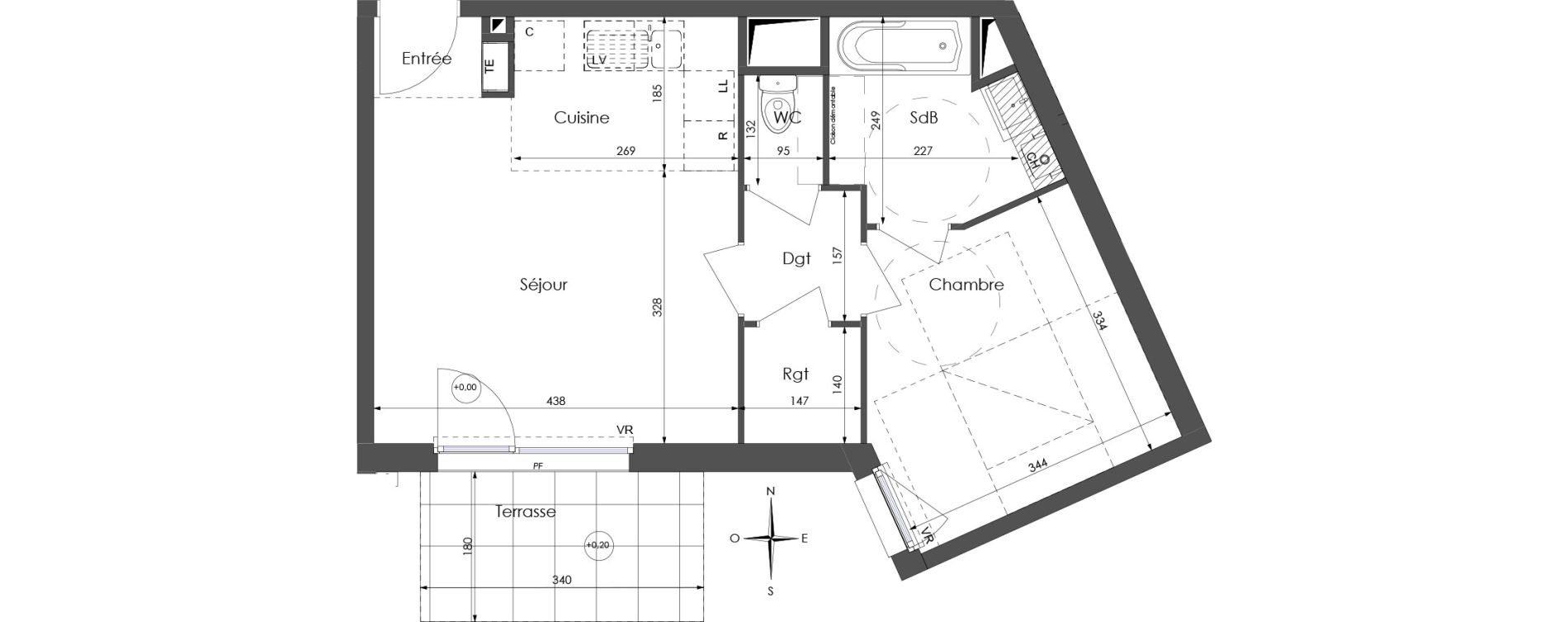 Appartement T2 de 43,94 m2 &agrave; Lys-Lez-Lannoy Centre