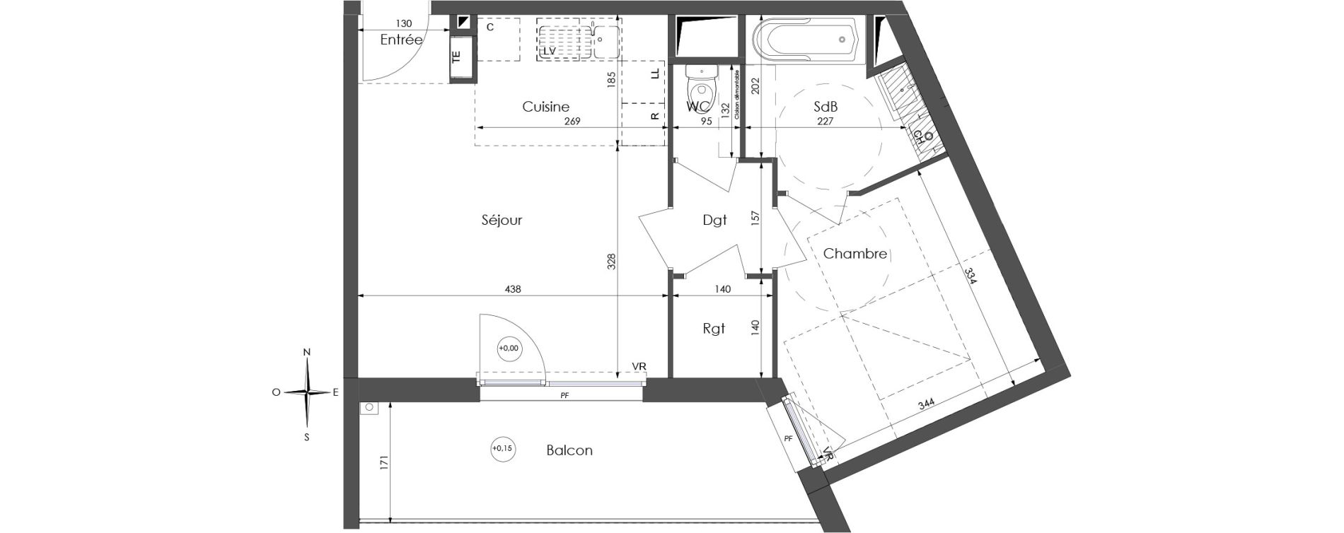 Appartement T2 de 43,94 m2 &agrave; Lys-Lez-Lannoy Centre