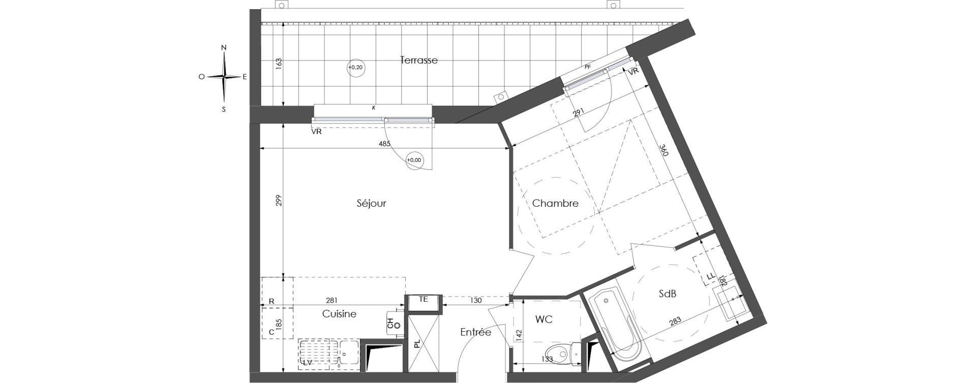 Appartement T2 de 41,93 m2 &agrave; Lys-Lez-Lannoy Centre