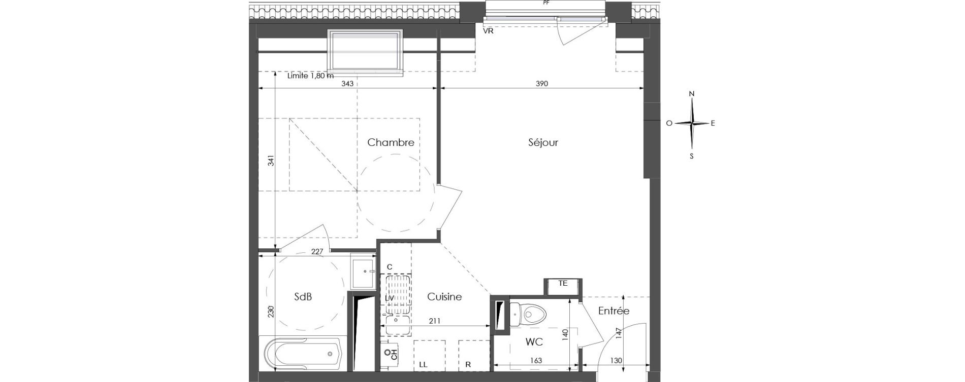Appartement T2 de 42,93 m2 &agrave; Lys-Lez-Lannoy Centre