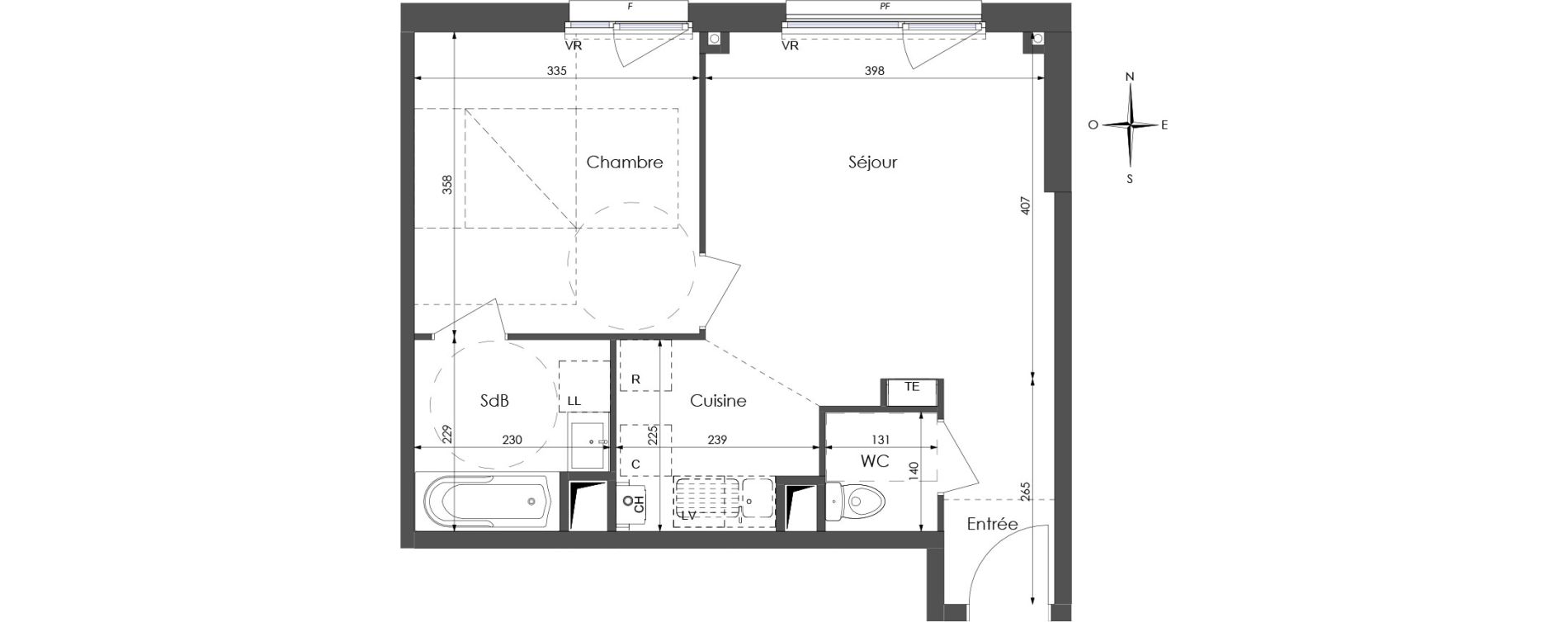Appartement T2 de 42,95 m2 &agrave; Lys-Lez-Lannoy Centre