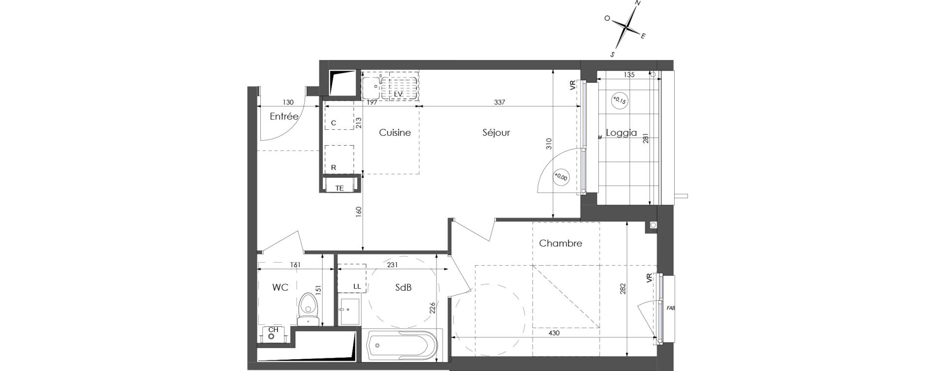 Appartement T2 de 41,52 m2 &agrave; Lys-Lez-Lannoy Centre