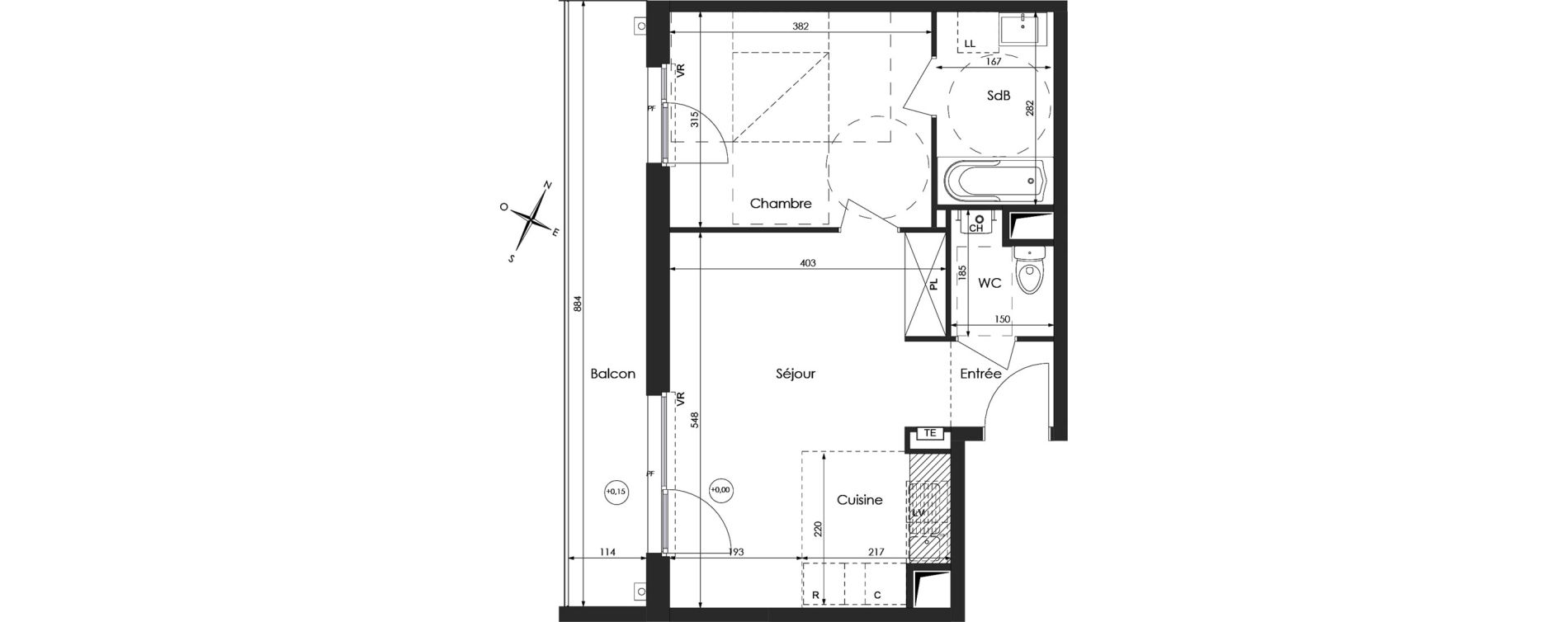 Appartement T2 de 42,73 m2 &agrave; Lys-Lez-Lannoy Centre