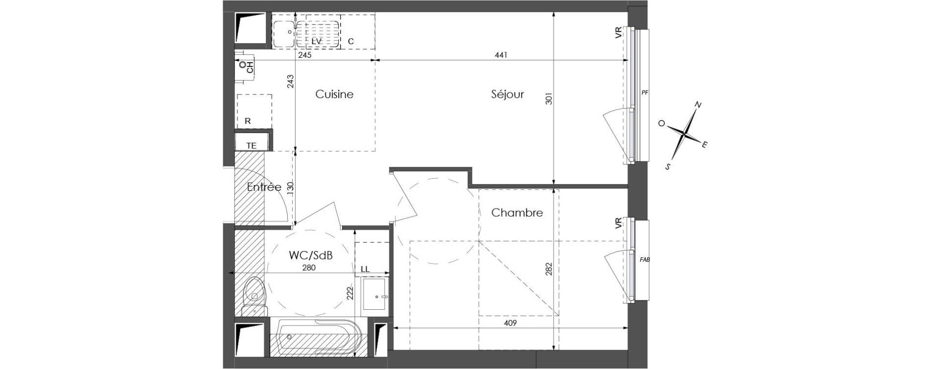 Appartement T2 de 38,68 m2 &agrave; Lys-Lez-Lannoy Centre