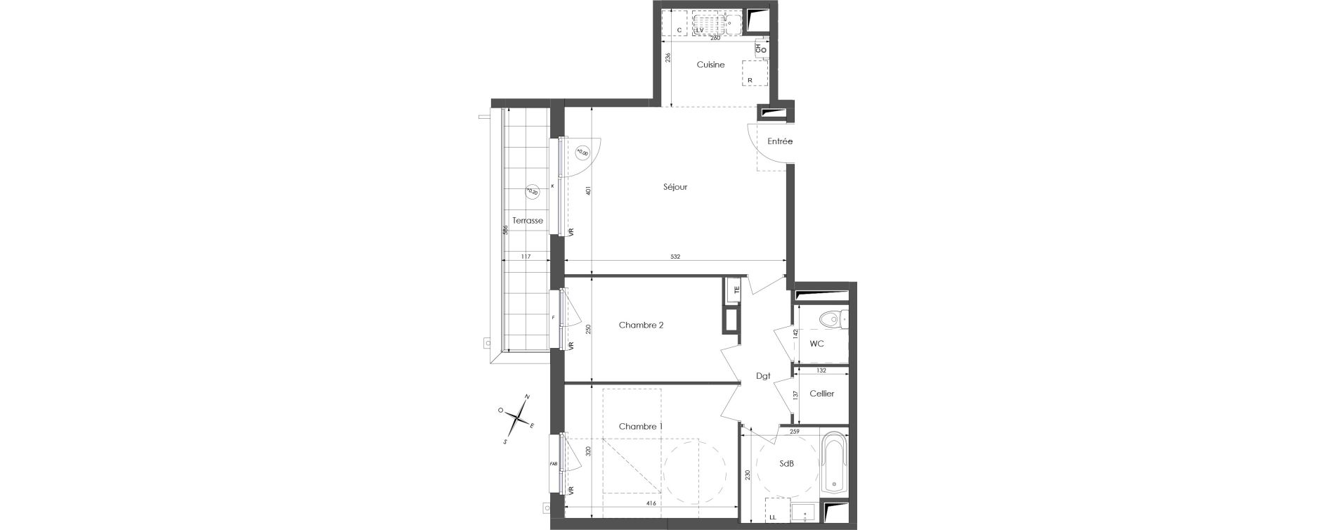 Appartement T3 de 63,41 m2 &agrave; Lys-Lez-Lannoy Centre