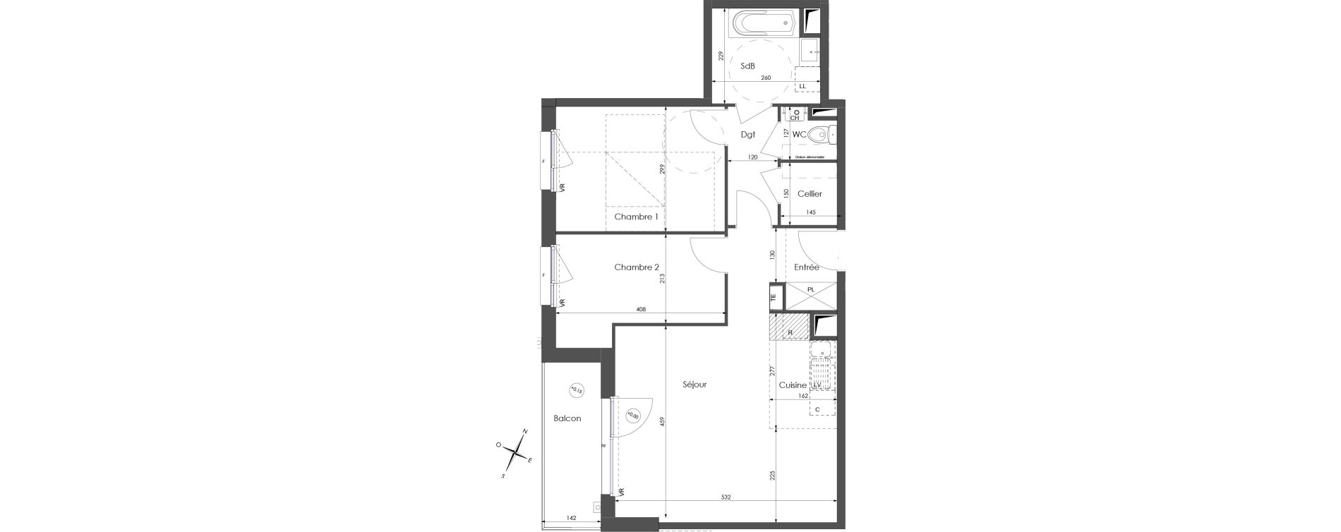 Appartement T3 de 64,35 m2 &agrave; Lys-Lez-Lannoy Centre