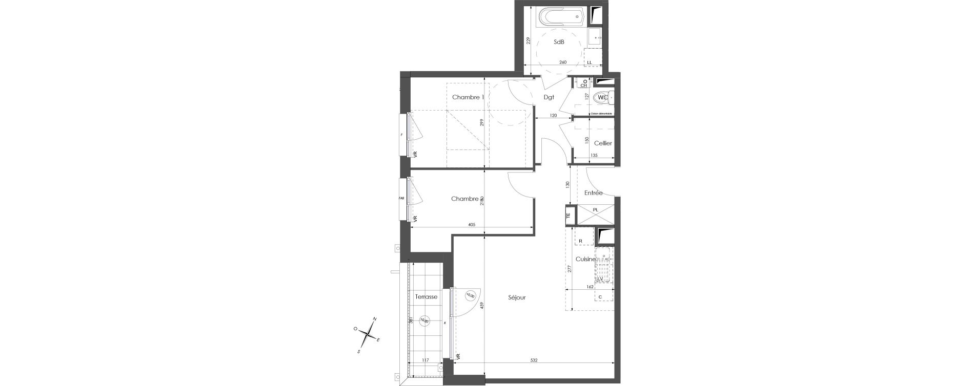 Appartement T3 de 64,35 m2 &agrave; Lys-Lez-Lannoy Centre