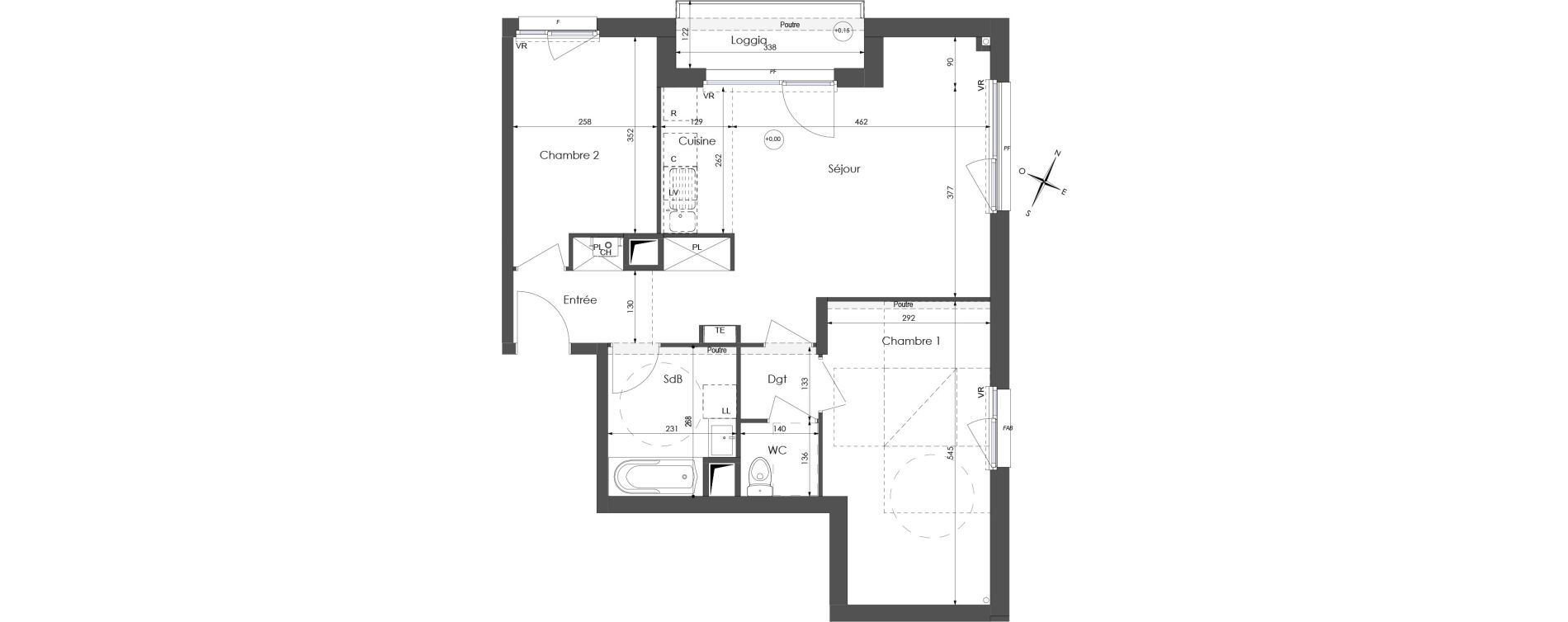 Appartement T3 de 64,40 m2 &agrave; Lys-Lez-Lannoy Centre