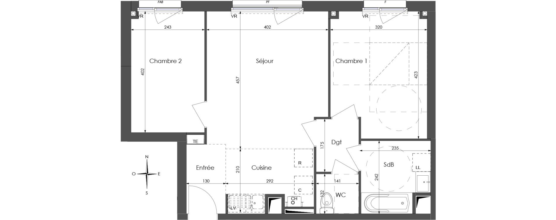 Appartement T3 de 58,22 m2 &agrave; Lys-Lez-Lannoy Centre