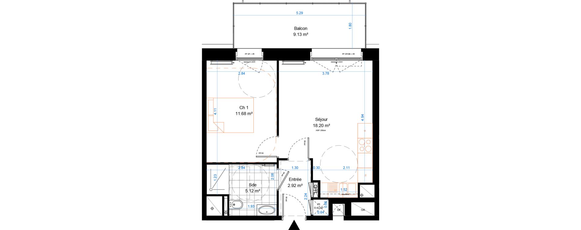 Appartement T2 de 38,33 m2 &agrave; Marcq-En-Bar&oelig;ul Crois&eacute; petite hollande