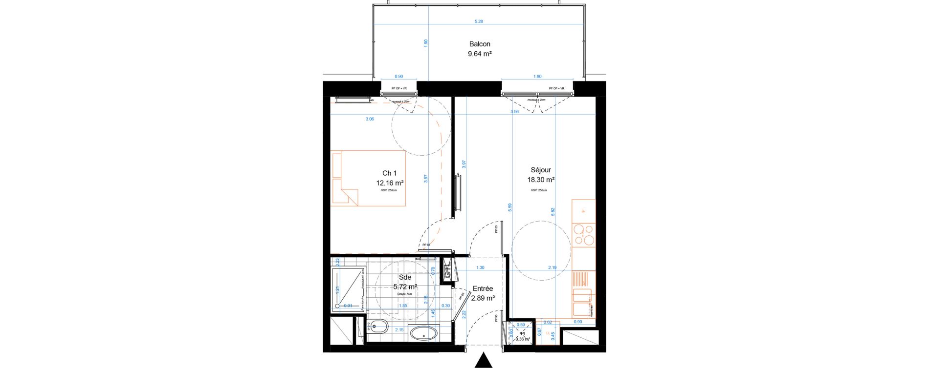 Appartement T2 de 39,43 m2 &agrave; Marcq-En-Bar&oelig;ul Crois&eacute; petite hollande