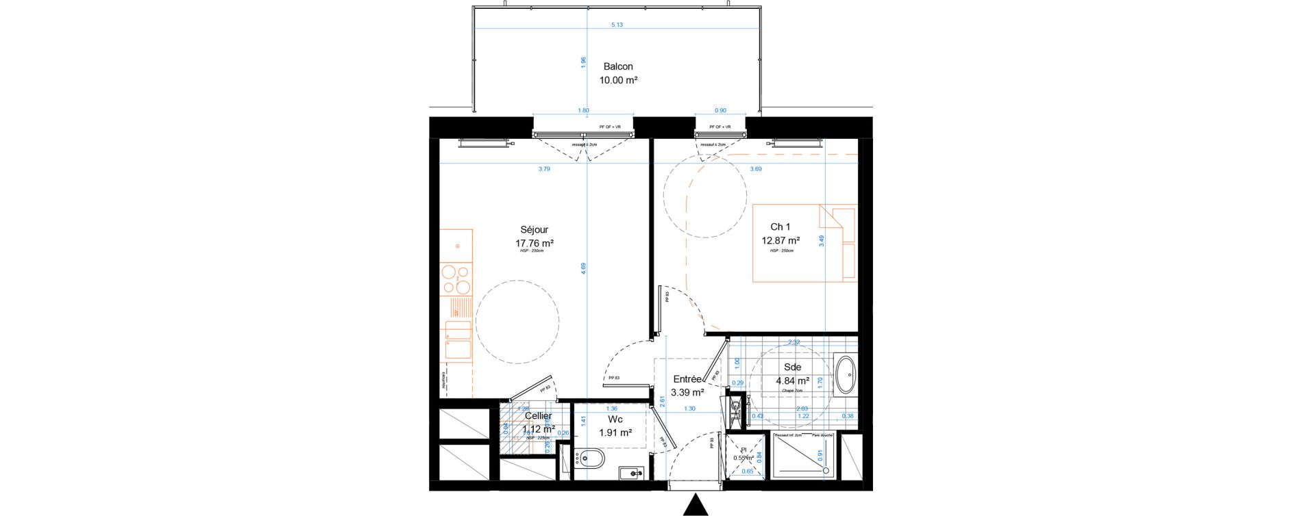 Appartement T2 de 42,44 m2 &agrave; Marcq-En-Bar&oelig;ul Crois&eacute; petite hollande