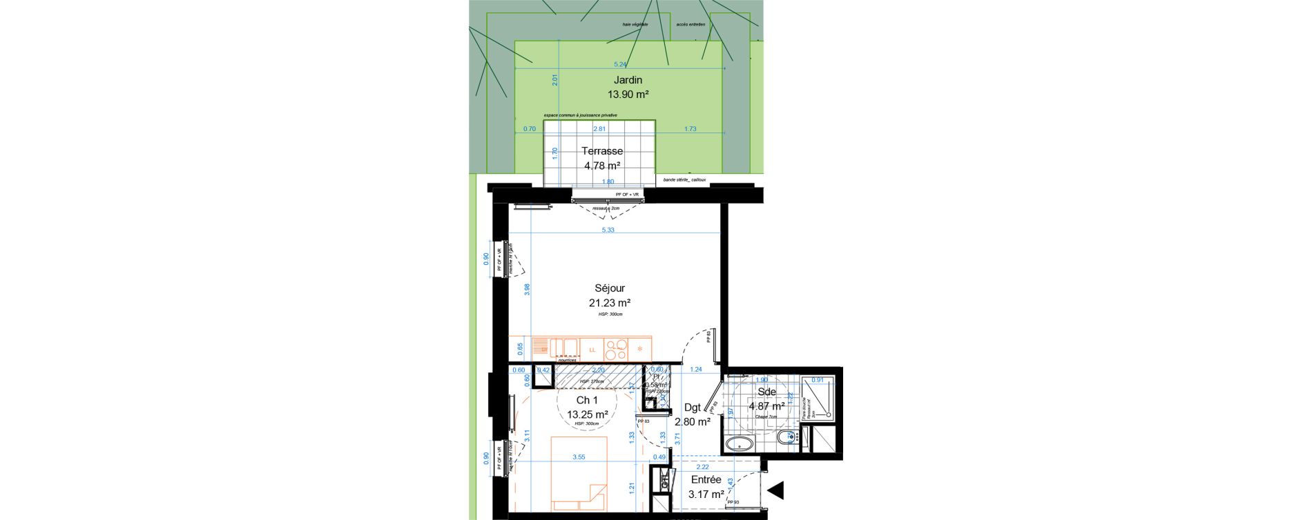 Appartement T2 de 45,90 m2 &agrave; Marcq-En-Bar&oelig;ul Crois&eacute; petite hollande