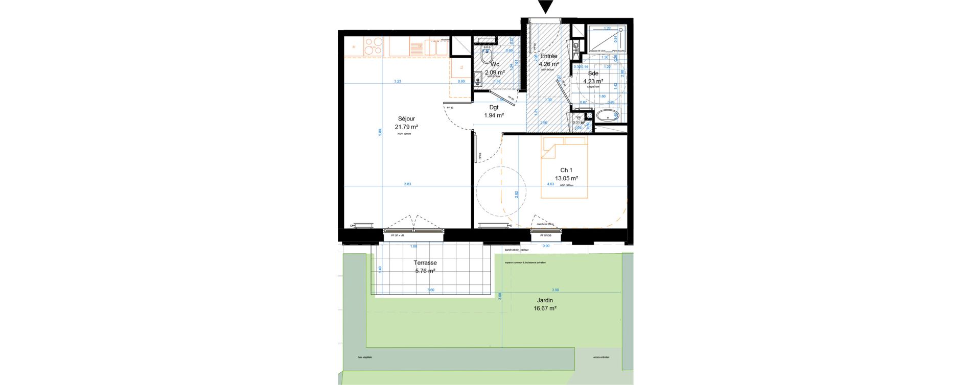 Appartement T2 de 47,67 m2 &agrave; Marcq-En-Bar&oelig;ul Crois&eacute; petite hollande