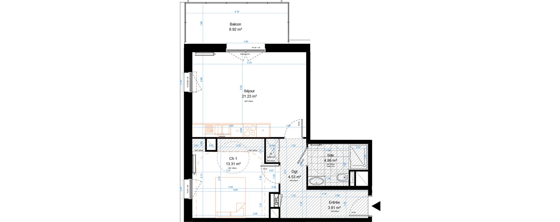 Appartement T2 de 48,41 m2 &agrave; Marcq-En-Bar&oelig;ul Crois&eacute; petite hollande