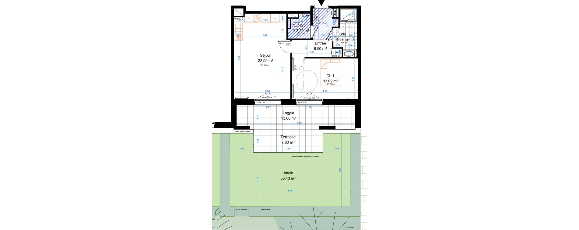 Appartement T2 de 49,28 m2 &agrave; Marcq-En-Bar&oelig;ul Crois&eacute; petite hollande
