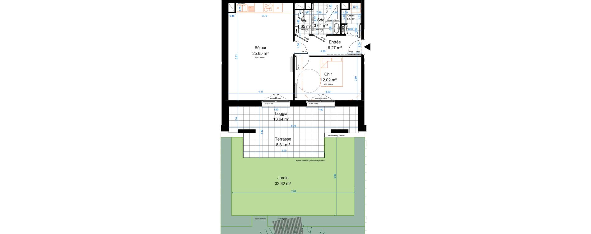 Appartement T2 de 50,91 m2 &agrave; Marcq-En-Bar&oelig;ul Crois&eacute; petite hollande
