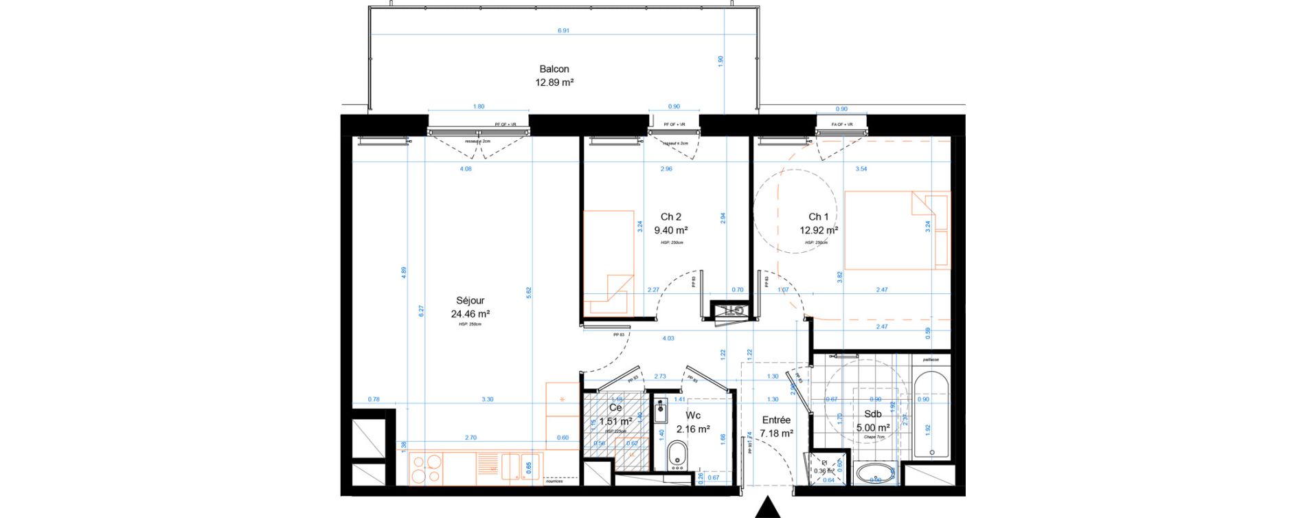 Appartement T3 de 62,99 m2 &agrave; Marcq-En-Bar&oelig;ul Crois&eacute; petite hollande