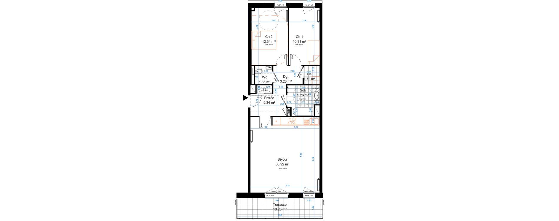 Appartement T3 de 71,73 m2 &agrave; Marcq-En-Bar&oelig;ul Crois&eacute; petite hollande