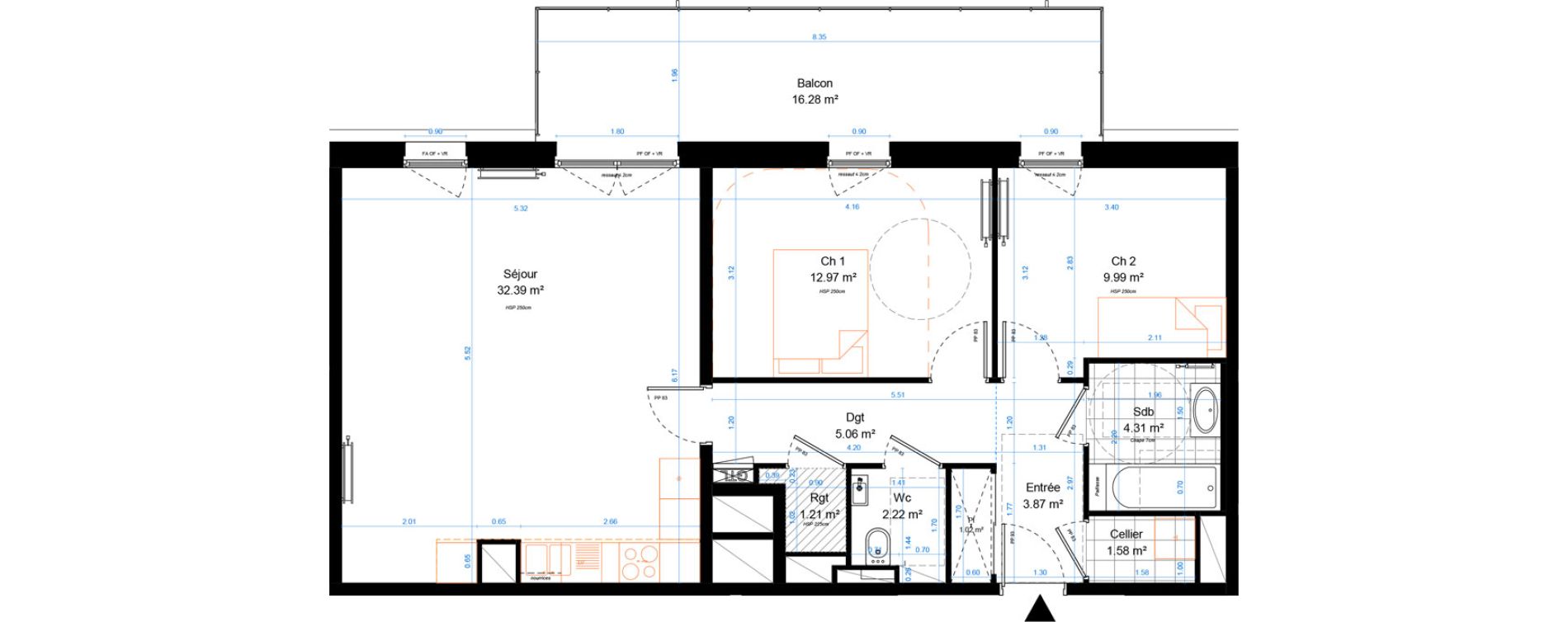 Appartement T3 de 74,61 m2 &agrave; Marcq-En-Bar&oelig;ul Crois&eacute; petite hollande