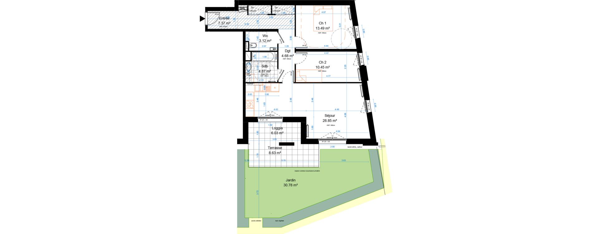 Appartement T3 de 74,99 m2 &agrave; Marcq-En-Bar&oelig;ul Crois&eacute; petite hollande