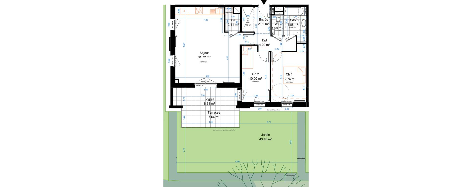 Appartement T3 de 80,06 m2 &agrave; Marcq-En-Bar&oelig;ul Crois&eacute; petite hollande