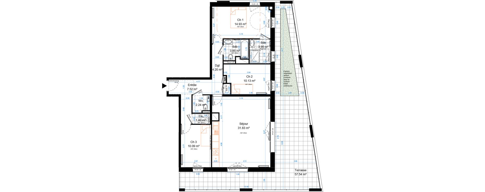 Appartement T4 de 90,70 m2 &agrave; Marcq-En-Bar&oelig;ul Crois&eacute; petite hollande