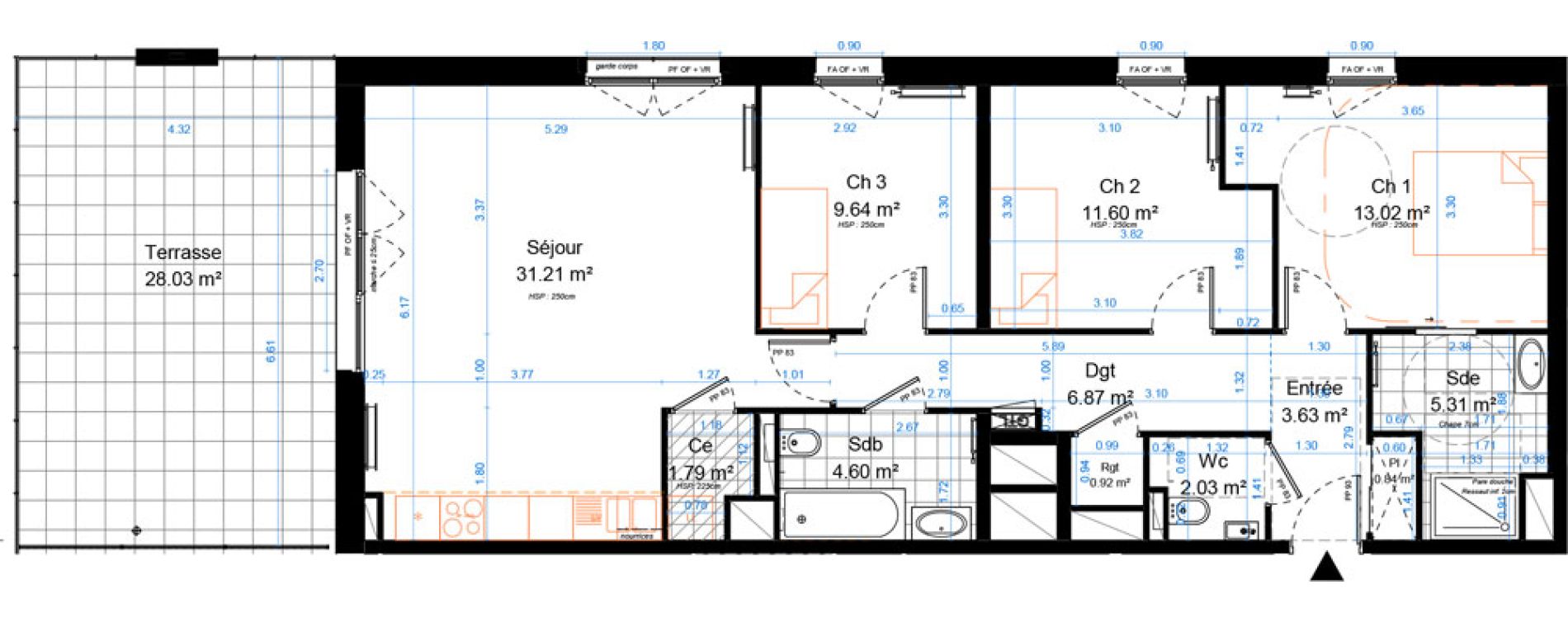 Appartement T4 de 91,47 m2 &agrave; Marcq-En-Bar&oelig;ul Crois&eacute; petite hollande