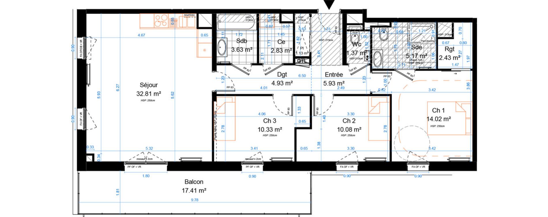 Appartement T4 de 94,67 m2 &agrave; Marcq-En-Bar&oelig;ul Crois&eacute; petite hollande
