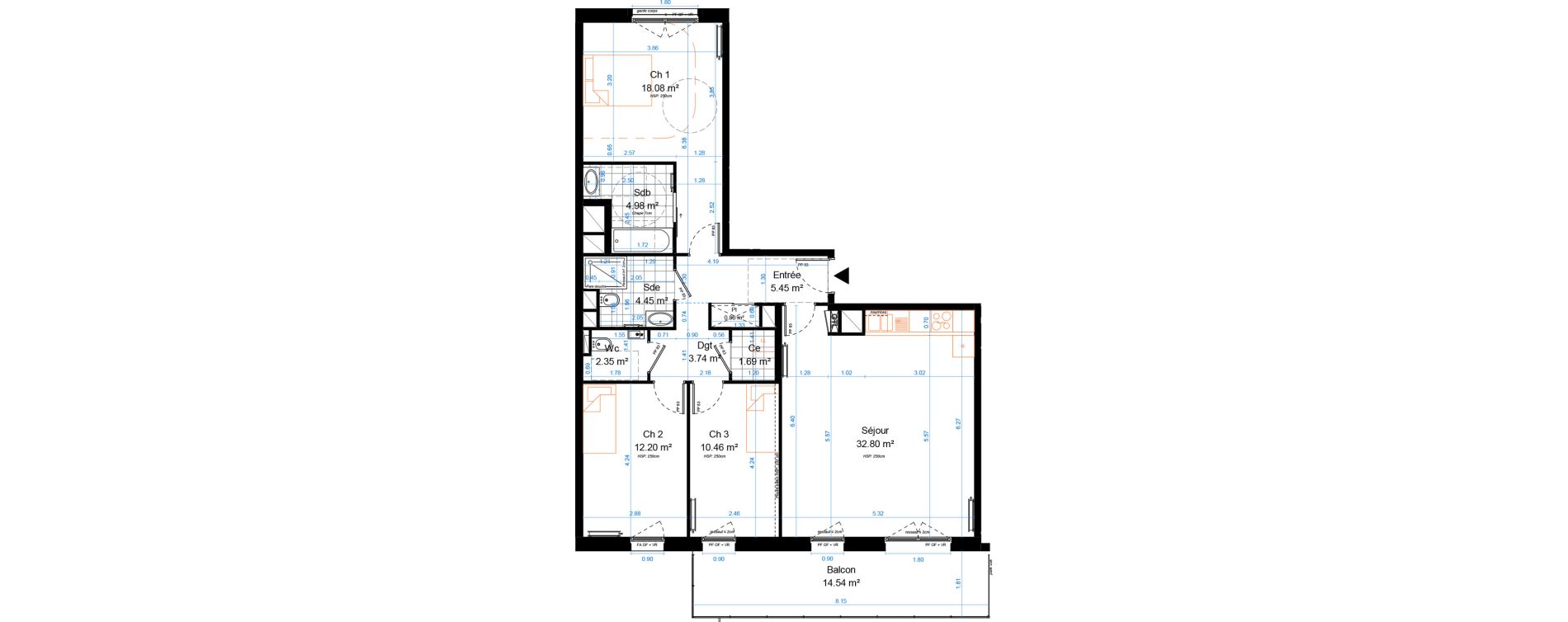 Appartement T4 de 96,99 m2 &agrave; Marcq-En-Bar&oelig;ul Crois&eacute; petite hollande
