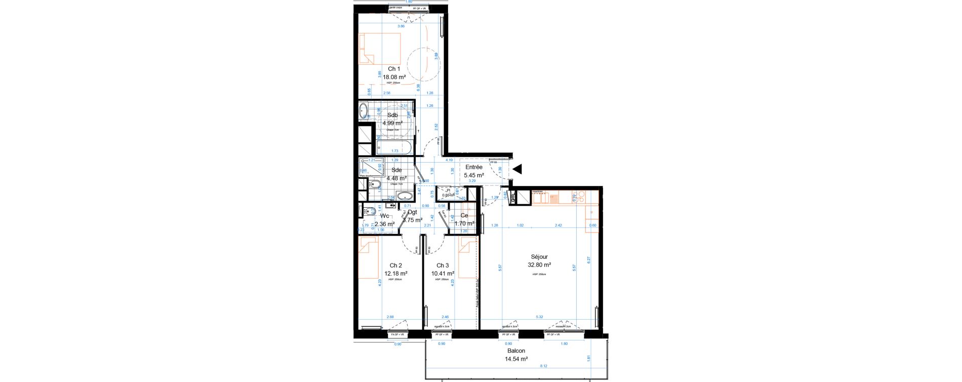 Appartement T4 de 97,00 m2 &agrave; Marcq-En-Bar&oelig;ul Crois&eacute; petite hollande
