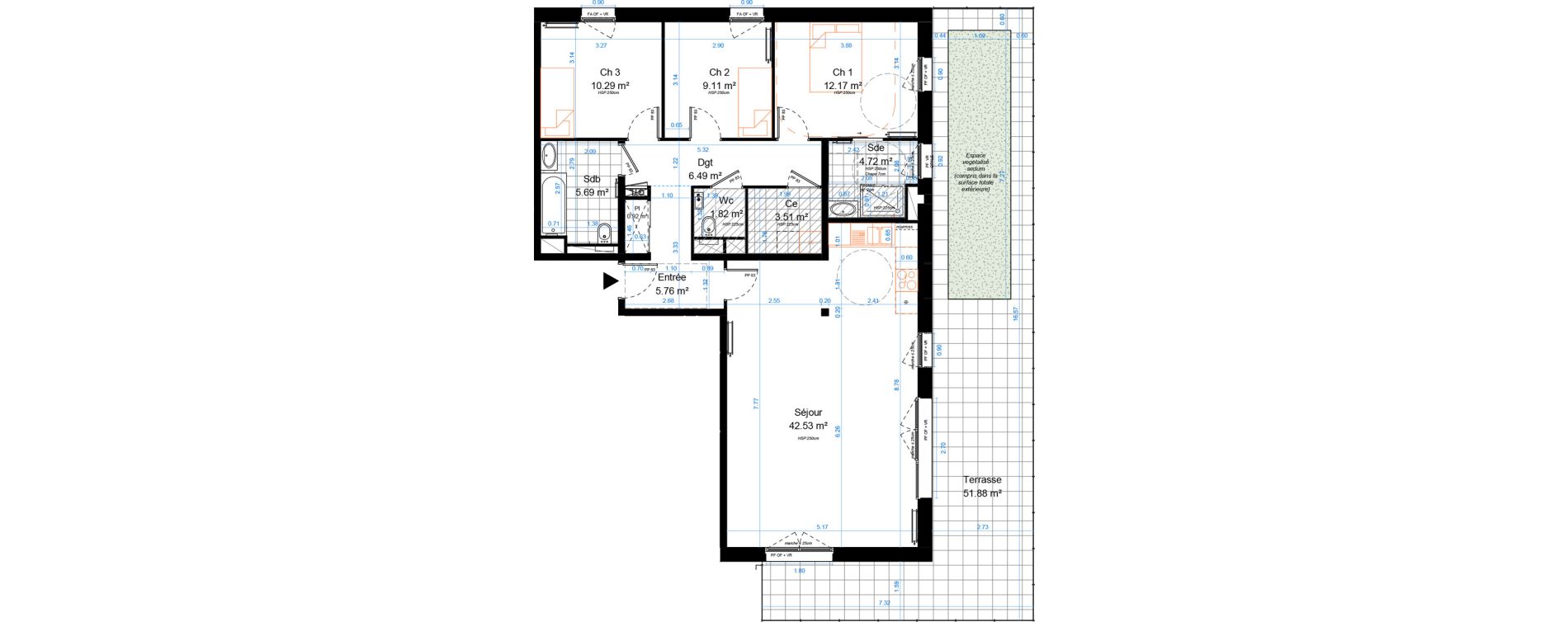 Appartement T4 de 103,01 m2 &agrave; Marcq-En-Bar&oelig;ul Crois&eacute; petite hollande