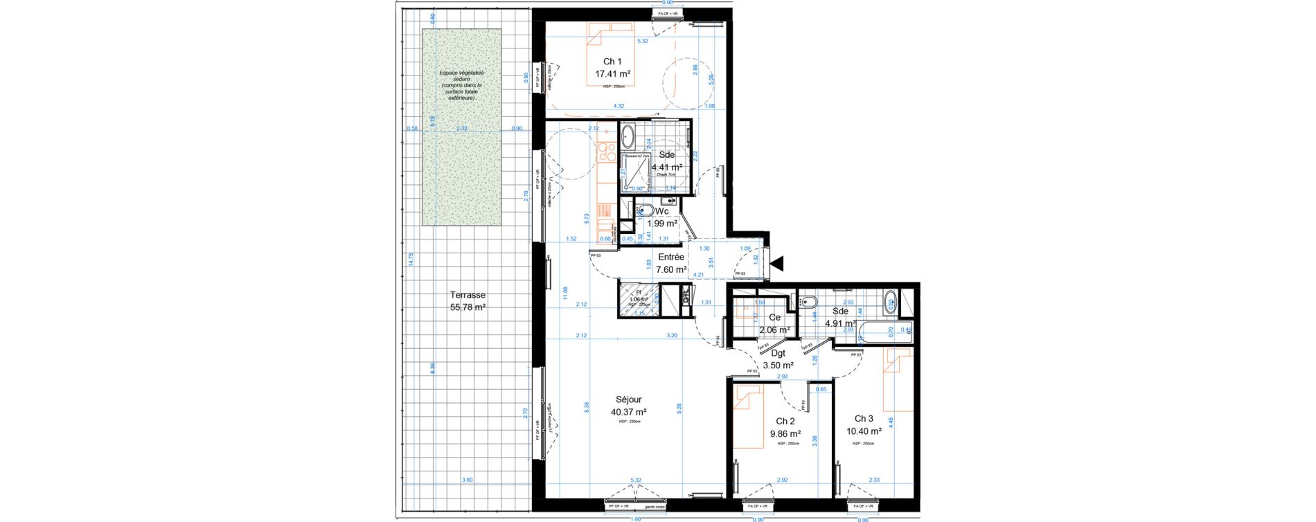 Appartement T4 de 103,57 m2 &agrave; Marcq-En-Bar&oelig;ul Crois&eacute; petite hollande