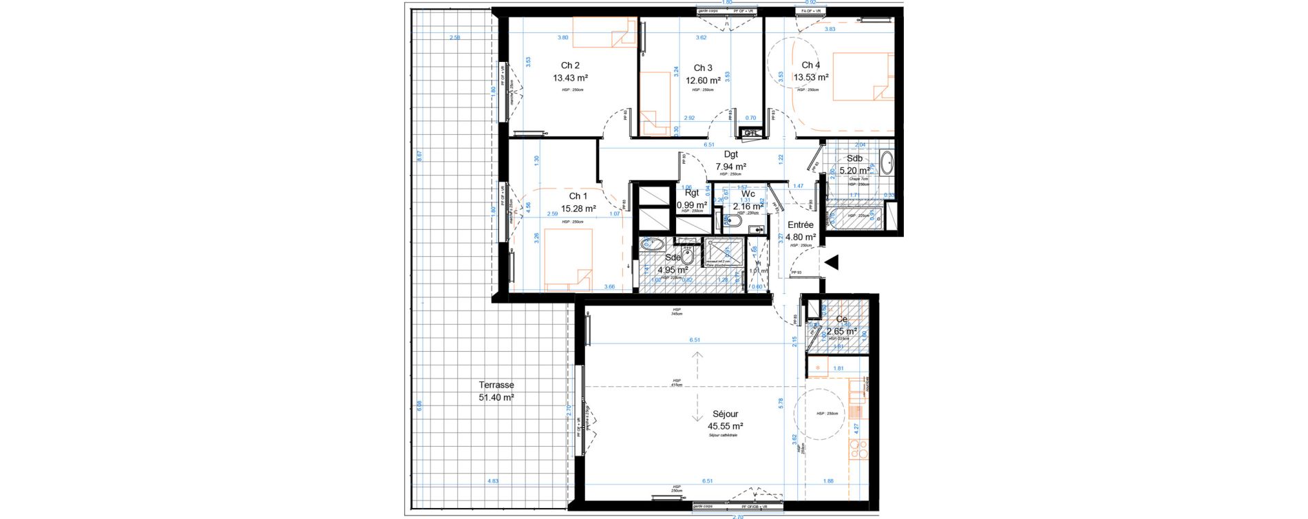 Appartement T5 de 130,08 m2 &agrave; Marcq-En-Bar&oelig;ul Crois&eacute; petite hollande