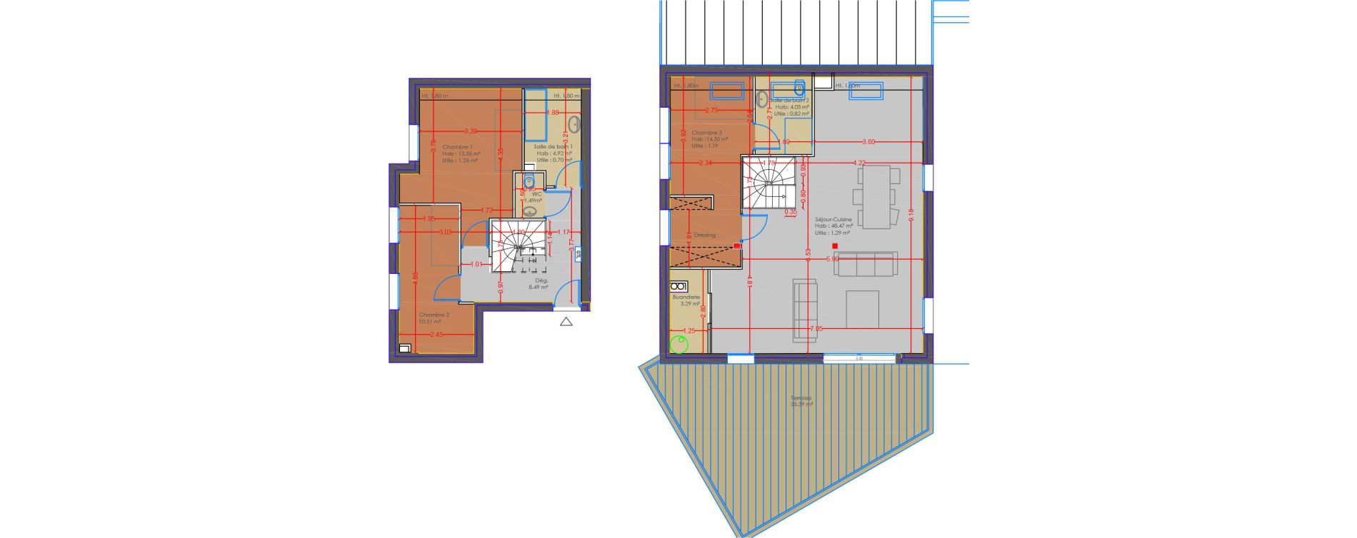 Duplex T4 de 109,06 m2 &agrave; Marcq-En-Bar&oelig;ul Delcenserie