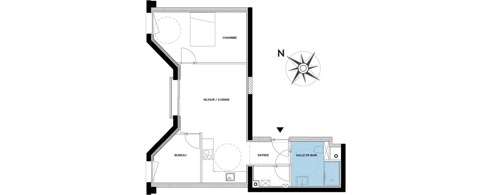 Appartement T2 bis de 55,87 m2 &agrave; Marcq-En-Bar&oelig;ul Delcenserie