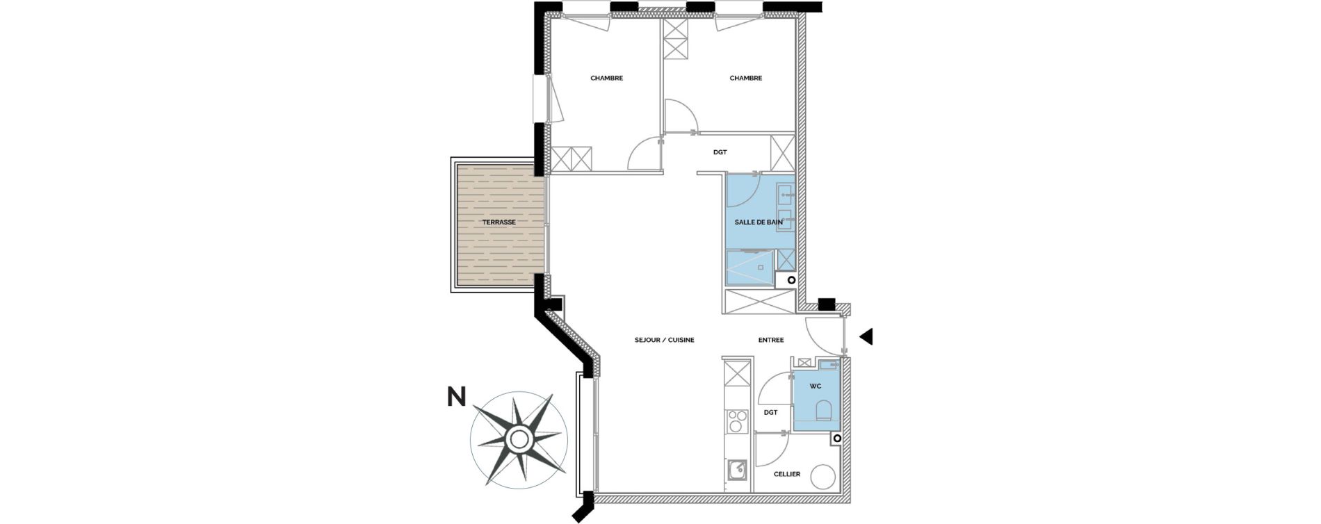 Appartement T3 de 68,46 m2 &agrave; Marcq-En-Bar&oelig;ul Delcenserie